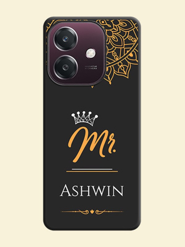 Mr Name with Floral Design On Space Black Custom Soft Matte Mobile Back Cover - Oppo A3 5G