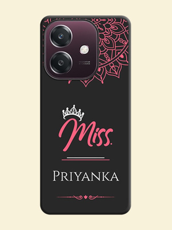 Mrs Name with Floral Design On Space Black Custom Soft Matte Mobile Back Cover - Oppo A3 5G