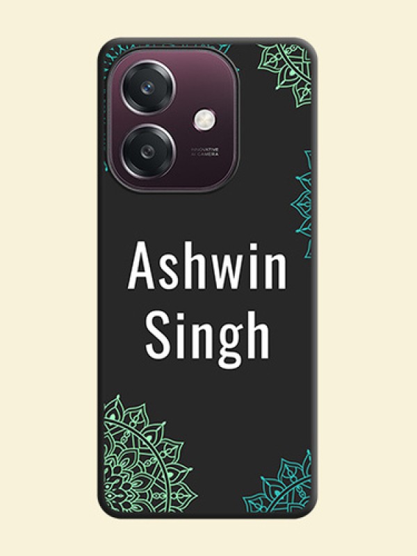 Your Name with Floral Design On Space Black Custom Soft Matte Mobile Back Cover - Oppo A3 5G