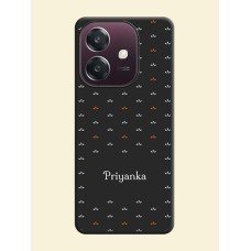 Simple Pattern With Custom Text On Space Black Custom Soft Matte Mobile Back Cover - Oppo A3 5G