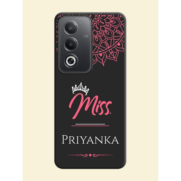Mrs Name with Floral Design On Space Black Custom Soft Matte Mobile Back Cover - Oppo A3 Pro 5G
