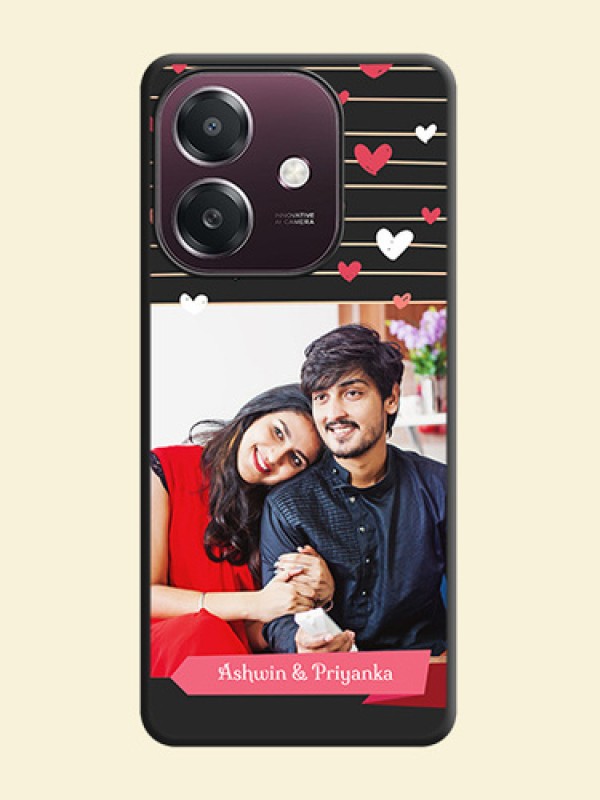 Love Pattern with Name on Pink Ribbon on Photo On Space Black Custom Soft Matte Mobile Back Cover - Oppo A3X 4G