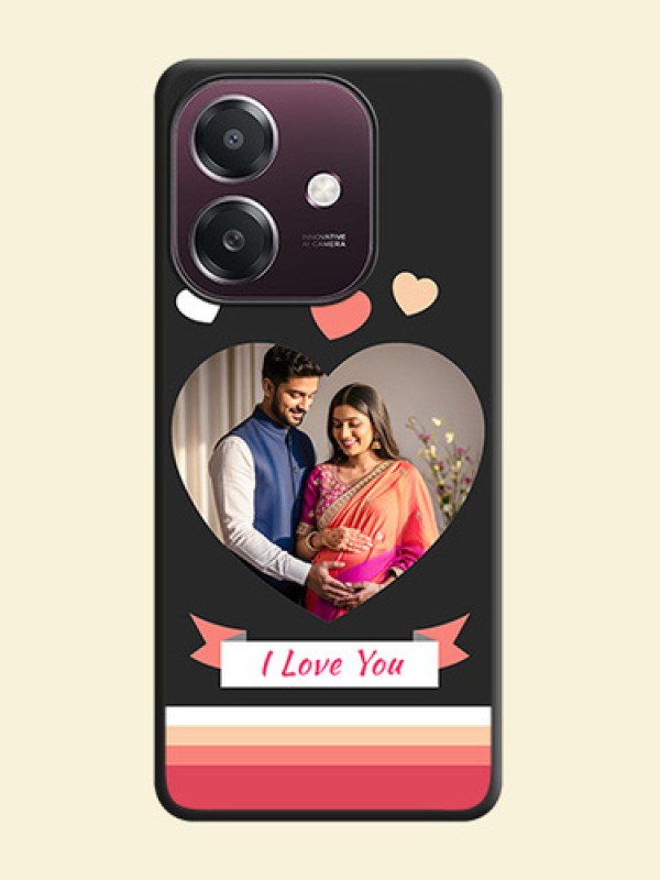 Love Shaped Photo with Colorful Stripes On Space Black Custom Soft Matte Mobile Back Cover - Oppo A3X 4G