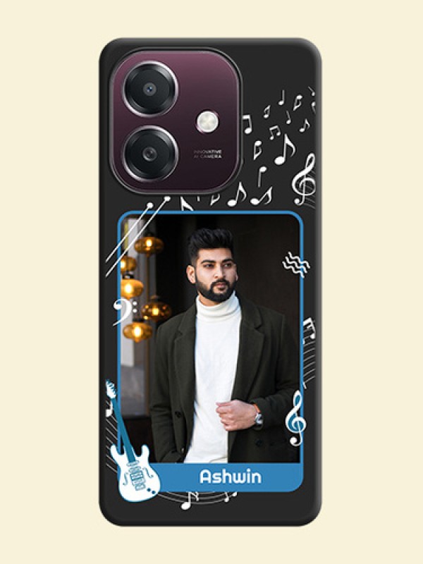 Musical Theme Design with Text on Photo On Space Black Custom Soft Matte Mobile Back Cover - Oppo A3X 4G