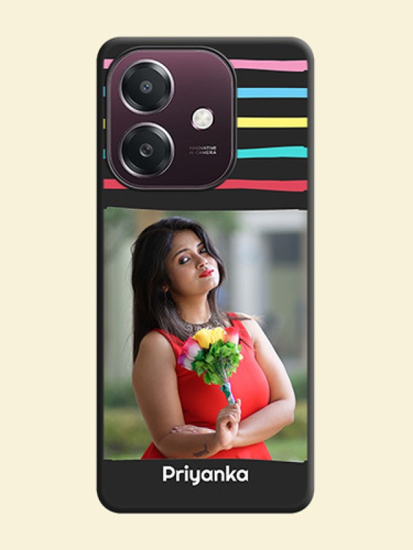 Multicolor Lines with Image On Space Black Custom Soft Matte Mobile Back Cover - Oppo A3X 4G