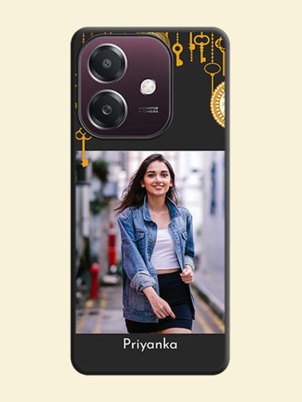 Decorative Design with Text On Space Black Custom Soft Matte Mobile Back Cover - Oppo A3X 4G