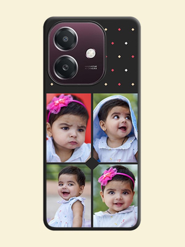 Multicolor Dotted Pattern with 4 Image Holder On Space Black Custom Soft Matte Mobile Back Cover - Oppo A3X 4G