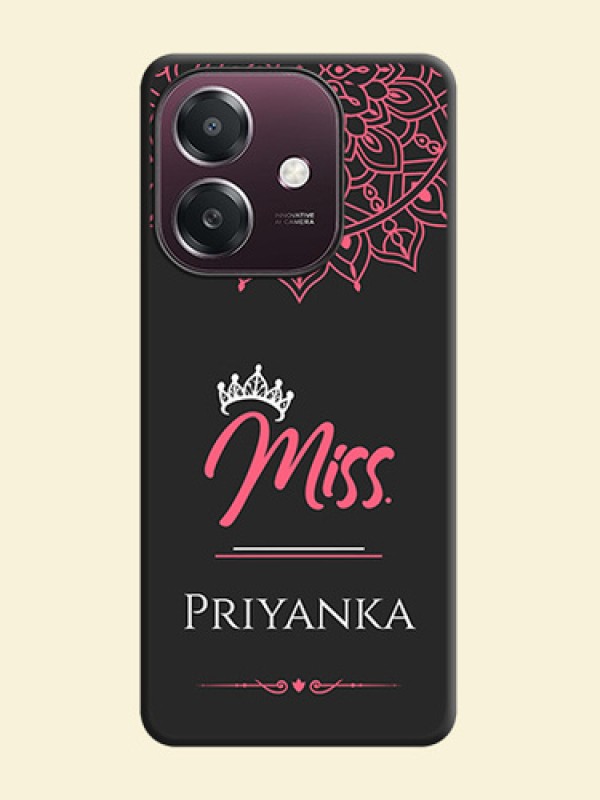 Mrs Name with Floral Design On Space Black Custom Soft Matte Mobile Back Cover - Oppo A3X 4G