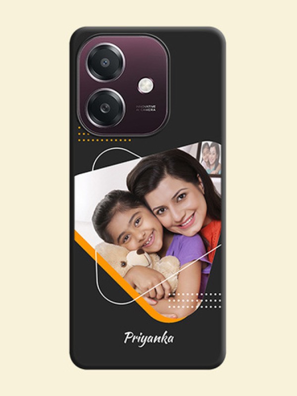 Yellow Triangle on Photo On Space Black Custom Soft Matte Mobile Back Cover - Oppo A3X 4G