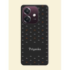 Simple Pattern With Custom Text On Space Black Custom Soft Matte Mobile Back Cover - Oppo A3X 4G