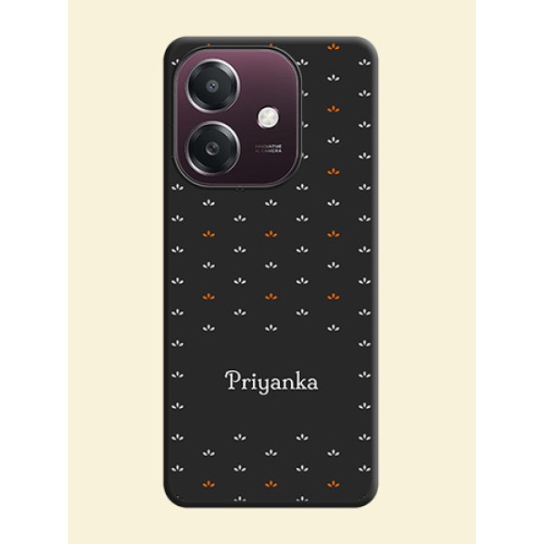 Simple Pattern With Custom Text On Space Black Custom Soft Matte Mobile Back Cover - Oppo A3X 4G