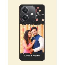 Pink Love Hangings with Name On Space Black Custom Soft Matte Mobile Back Cover - Oppo A3X 5G