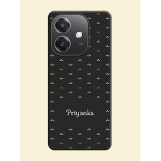 Simple Pattern With Custom Text On Space Black Custom Soft Matte Mobile Back Cover - Oppo A3X 5G