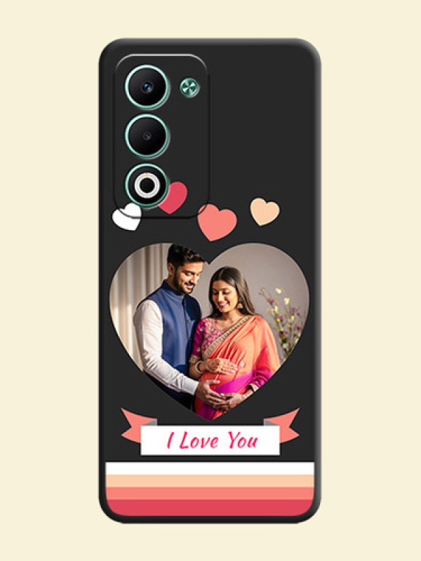 Love Shaped Photo with Colorful Stripes On Space Black Custom Soft Matte Mobile Back Cover - Oppo A5 5G
