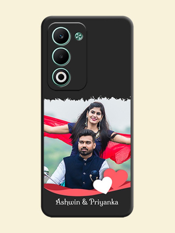 Pin Color Love Shaped Ribbon Design with Text On Space Black Custom Soft Matte Mobile Back Cover - Oppo A5 5G