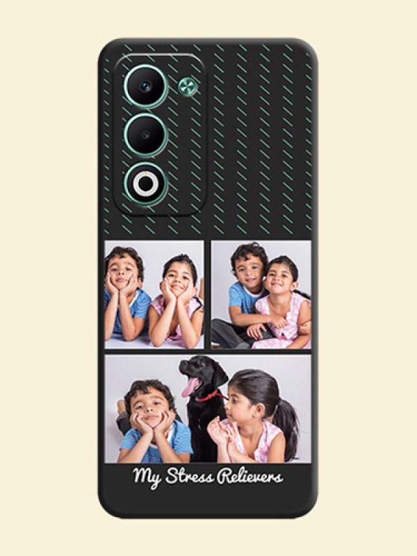 Cross Dotted Pattern with 2 Image Holder On Space Black Custom Soft Matte Mobile Back Cover - Oppo A5 5G