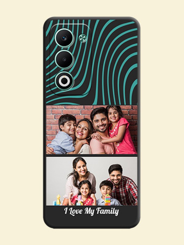 Wave Pattern with 2 Image Holder On Space Black Custom Soft Matte Mobile Back Cover - Oppo A5 5G