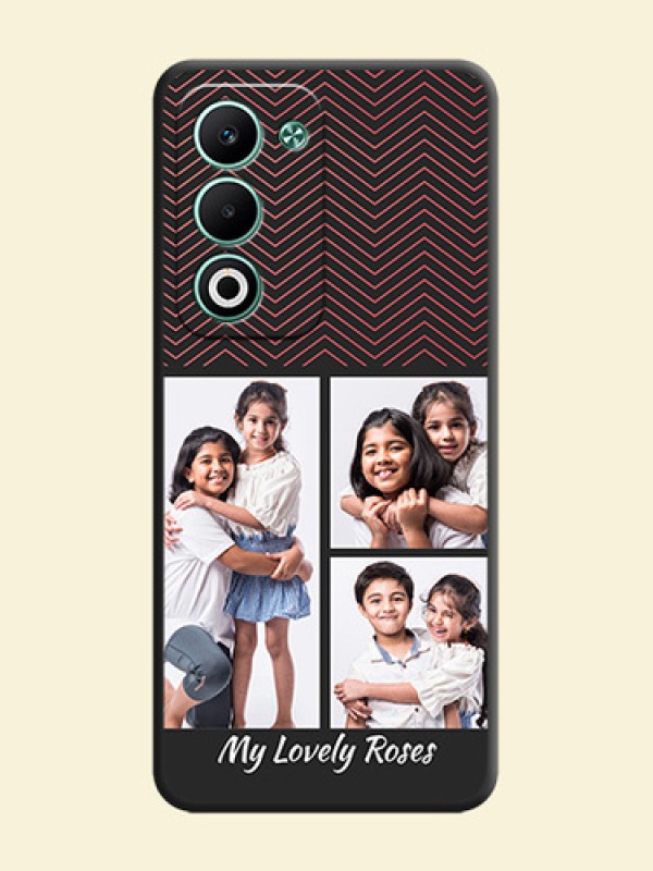 Wave Pattern with 3 Image Holder On Space Black Custom Soft Matte Mobile Back Cover - Oppo A5 5G
