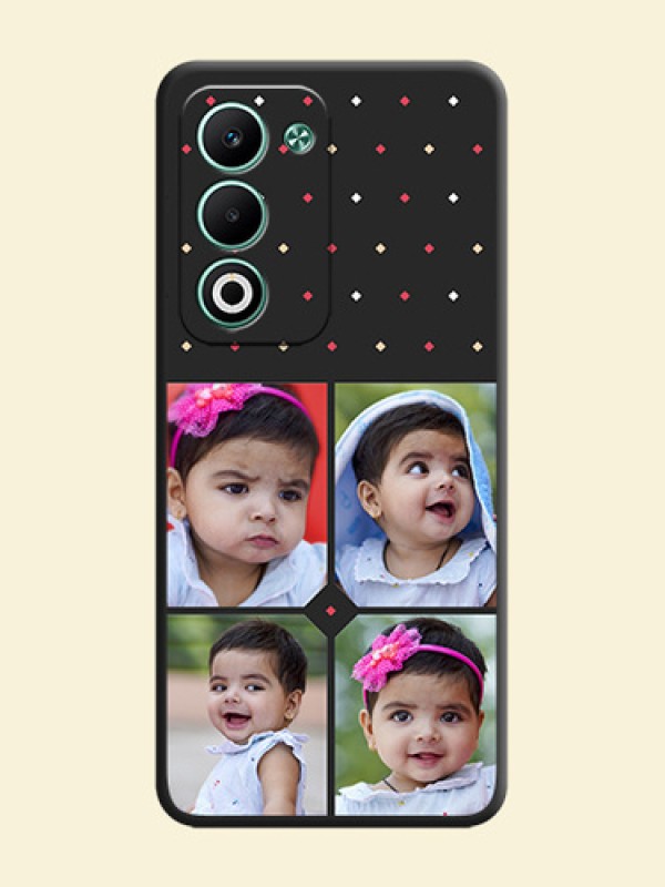 Multicolor Dotted Pattern with 4 Image Holder On Space Black Custom Soft Matte Mobile Back Cover - Oppo A5 5G