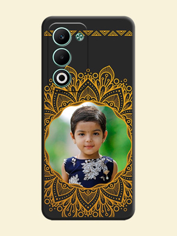 Round Image with Floral Design On Space Black Custom Soft Matte Mobile Back Cover - Oppo A5 5G