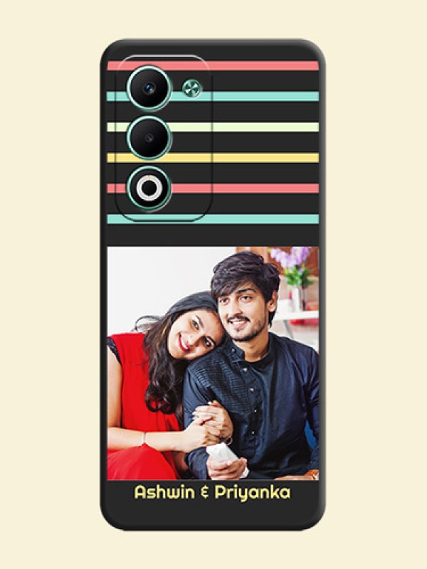 Color Stripes with Photo and Text on Photo On Space Black Custom Soft Matte Mobile Back Cover - Oppo A5 5G