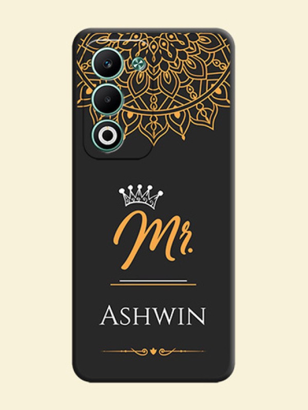 Mr Name with Floral Design On Space Black Custom Soft Matte Mobile Back Cover - Oppo A5 5G