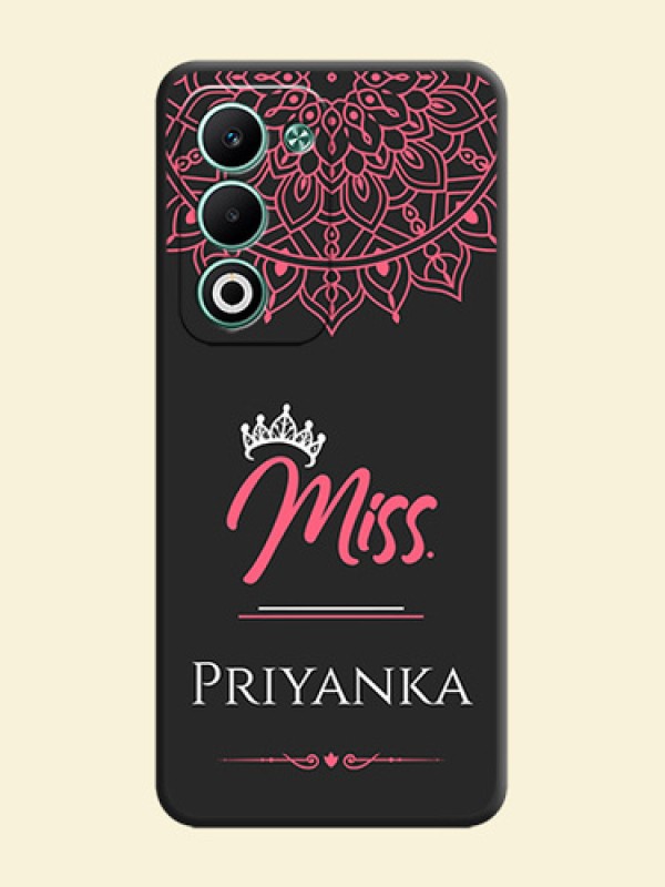 Mrs Name with Floral Design On Space Black Custom Soft Matte Mobile Back Cover - Oppo A5 5G