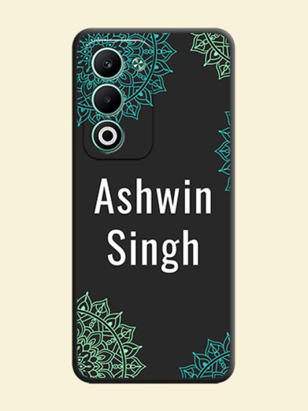 Your Name with Floral Design On Space Black Custom Soft Matte Mobile Back Cover - Oppo A5 5G