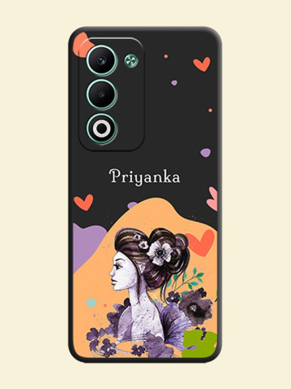 Namecase For Her With Fancy Lady Image On Space Black Custom Soft Matte Mobile Back Cover - Oppo A5 5G