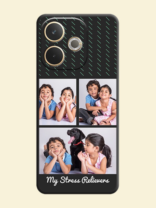 Cross Dotted Pattern with 2 Image Holder On Space Black Custom Soft Matte Mobile Back Cover - Oppo A5 Pro 5G