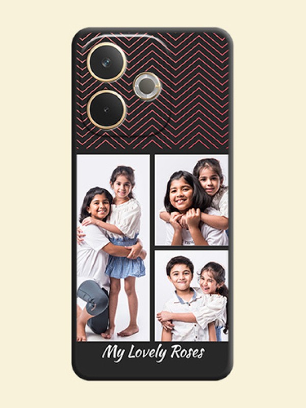 Wave Pattern with 3 Image Holder On Space Black Custom Soft Matte Mobile Back Cover - Oppo A5 Pro 5G