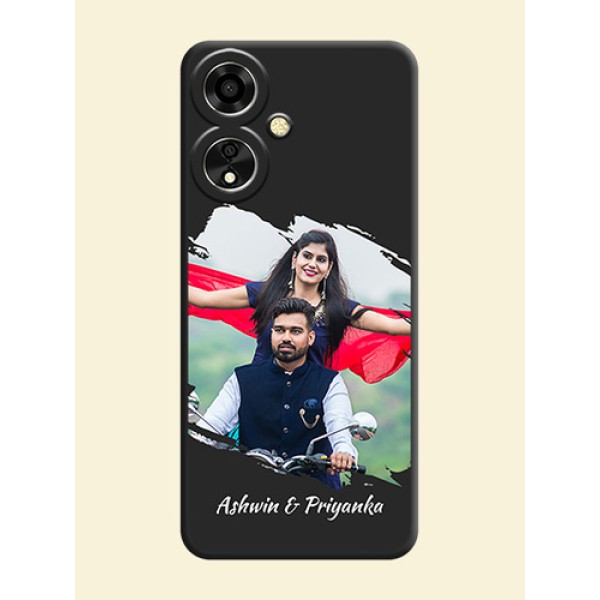 Grunge Brush Strokes on Photo On Space Black Custom Soft Matte Mobile Back Cover - Oppo A59 5G