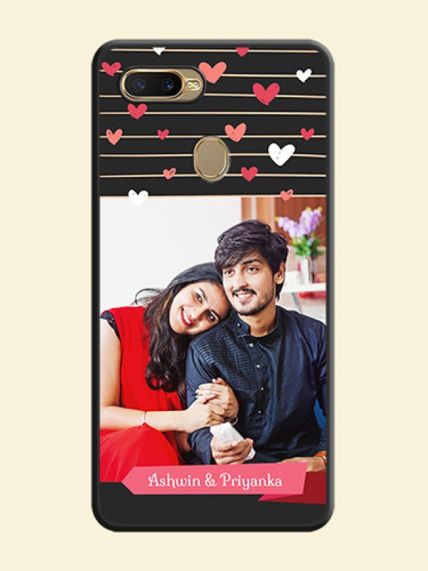 Love Pattern with Name on Pink Ribbon on Photo on Space Black Soft Matte Back Cover - Oppo A5s