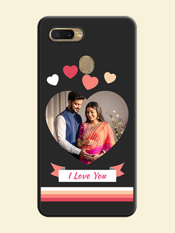 Love Shaped Photo with Colorful Stripes on Personalised Space Black Soft Matte Cases - Oppo A5s