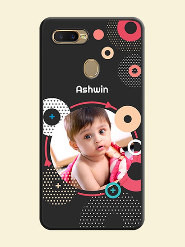 Multicoloured Round Image on Personalised Space Black Soft Matte Cases - Oppo A5s