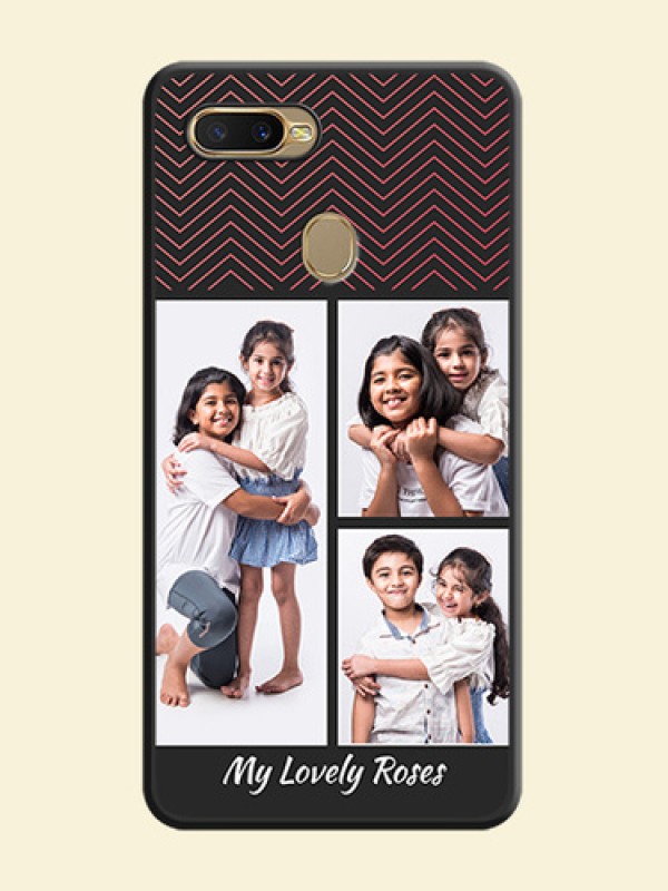 Wave Pattern with 3 Image Holder on Space Black Custom Soft Matte Back Cover - Oppo A5s