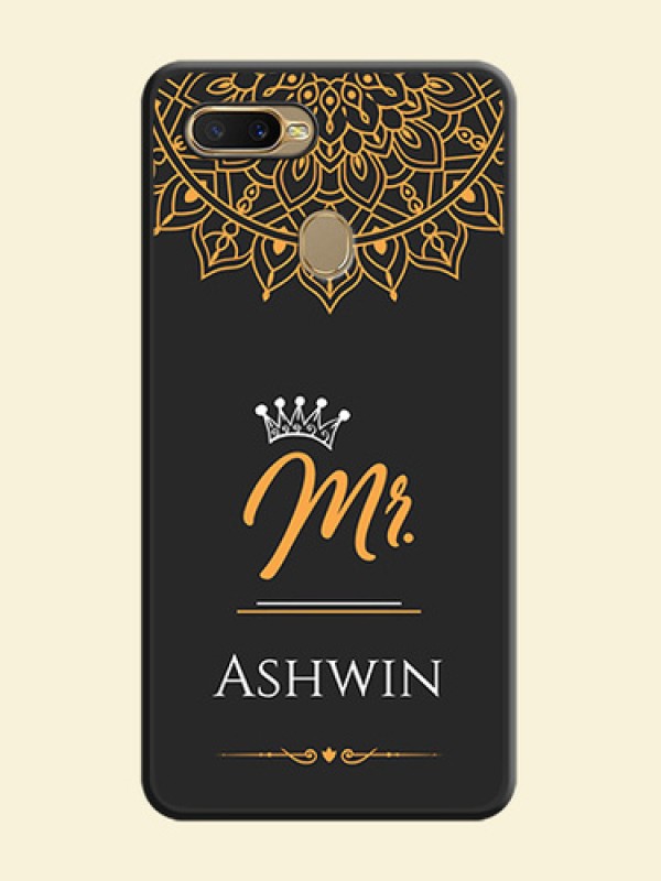 Mr Name with Floral Design on Personalised Space Black Soft Matte Cases - Oppo A5s
