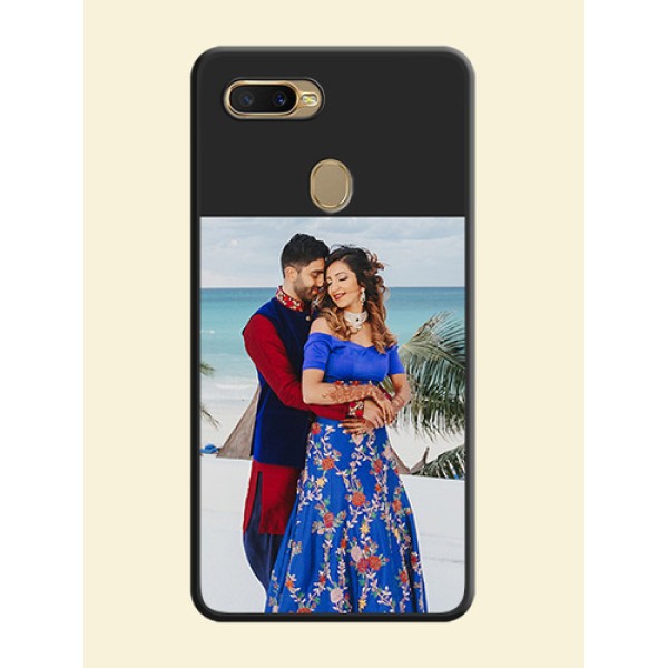 Image Upload With Space Black Color On Custom Soft Matte Mobile Back Cover - Oppo A5S