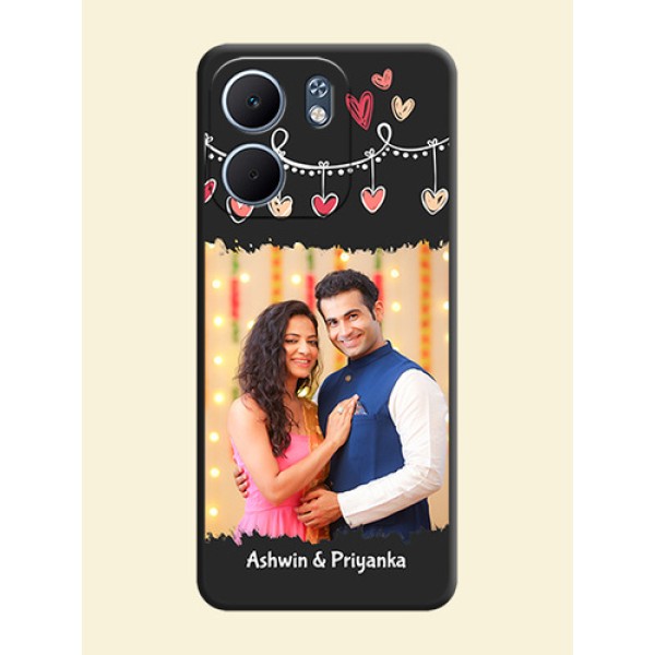 Pink Love Hangings with Name On Space Black Custom Soft Matte Mobile Back Cover - Oppo A5X 4G Pink Love Hangings with Name On Space Black Custom Soft Matte Mobile Back Cover - Oppo A5X 4G