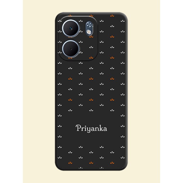 Simple Pattern With Custom Text On Space Black Custom Soft Matte Mobile Back Cover - Oppo A5X 4G