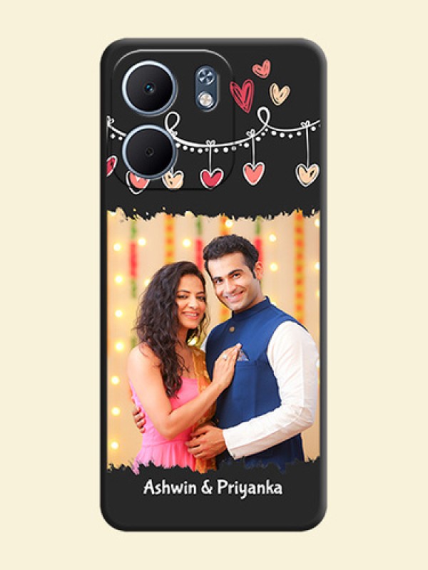 Pink Love Hangings with Name On Space Black Custom Soft Matte Mobile Back Cover - Oppo A5x 5G
