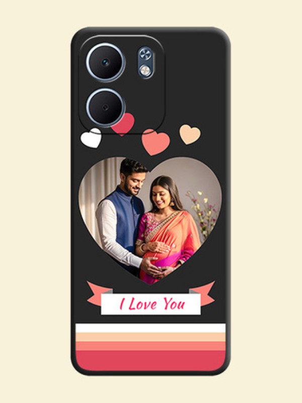 Love Shaped Photo with Colorful Stripes On Space Black Custom Soft Matte Mobile Back Cover - Oppo A5x 5G