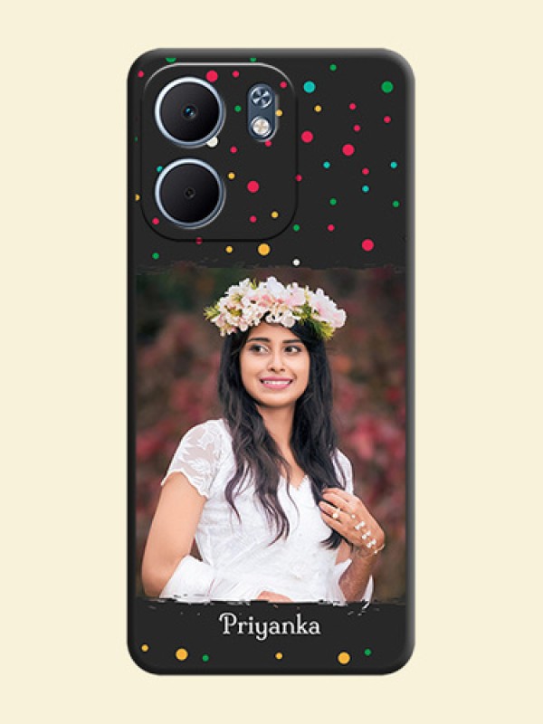 Multicolor Dotted Pattern with Text On Space Black Custom Soft Matte Mobile Back Cover - Oppo A5x 5G