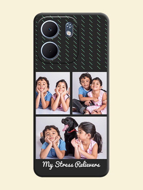 Cross Dotted Pattern with 2 Image Holder On Space Black Custom Soft Matte Mobile Back Cover - Oppo A5x 5G