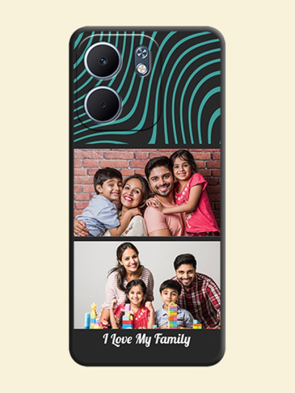 Wave Pattern with 2 Image Holder On Space Black Custom Soft Matte Mobile Back Cover - Oppo A5x 5G