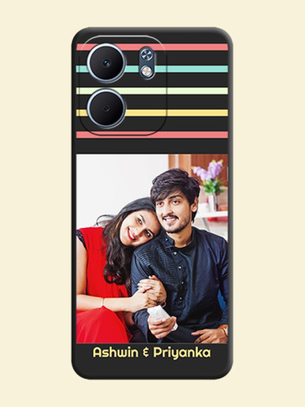 Color Stripes with Photo and Text on Photo On Space Black Custom Soft Matte Mobile Back Cover - Oppo A5x 5G