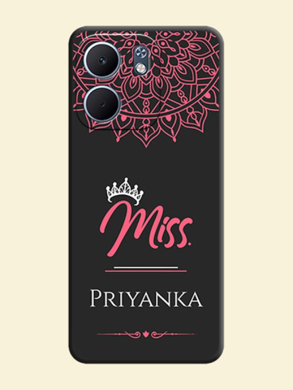 Mrs Name with Floral Design On Space Black Custom Soft Matte Mobile Back Cover - Oppo A5x 5G
