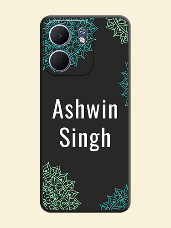Your Name with Floral Design On Space Black Custom Soft Matte Mobile Back Cover - Oppo A5x 5G