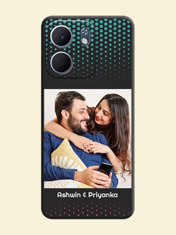 Faded Dots with Grunge Photo Frame and Text On Space Black Custom Soft Matte Mobile Back Cover - Oppo A5x 5G