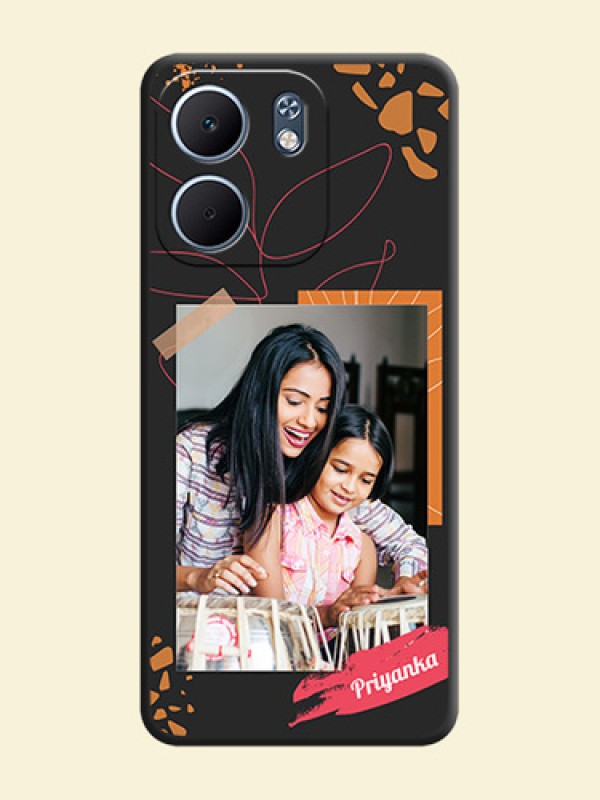 Orange Photo Frame On Space Black Custom Soft Matte Mobile Back Cover - Oppo A5x 5G